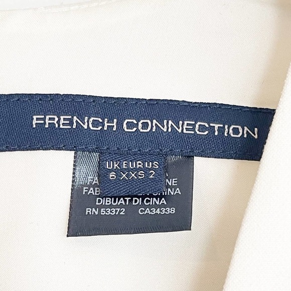 French Connection Cap Sleeve Ruffle V Neck Mini Dress White US Size 2 - Picture 9 of 11